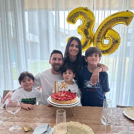 Lionel Messi celebrating his 36th birthday with his family.